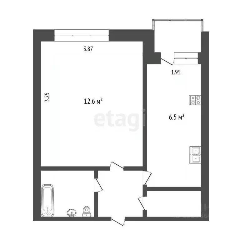 1-к кв. Томская область, Томск ул. Нахимова, 18 (26.9 м) - Фото 1
