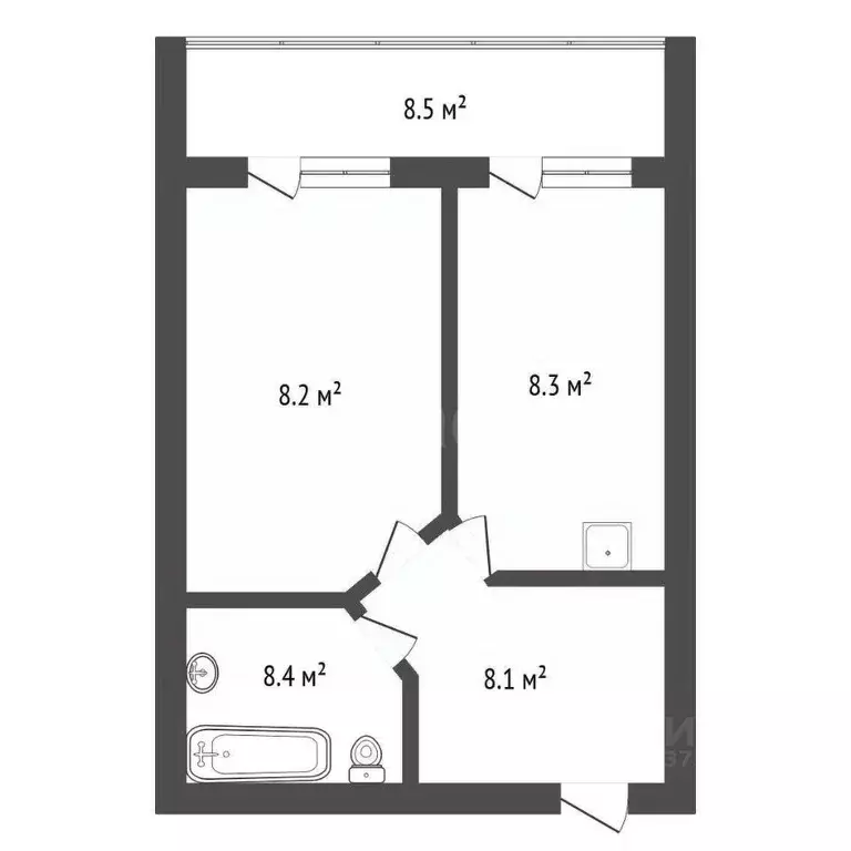 1-к кв. Амурская область, Благовещенск Амурская ул., 55/3 (37.0 м) - Фото 1