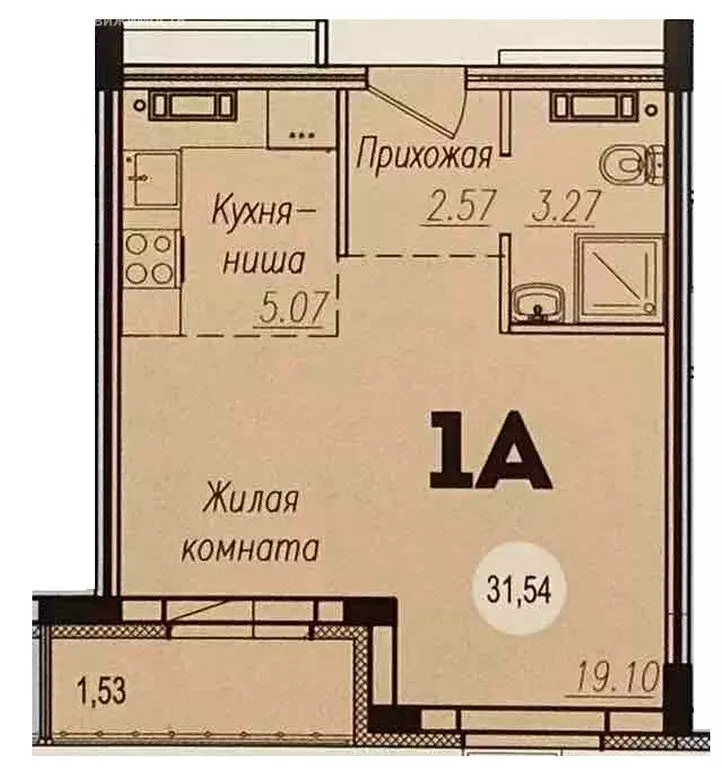 1-комнатная квартира: Тольятти, улица 40 лет Победы, 51П (31.5 м) - Фото 0
