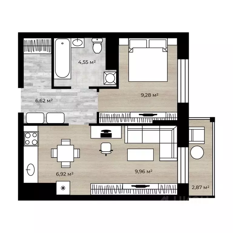 2-к кв. Ярославская область, Ярославль Аэропарк жилой комплекс (38.77 ... - Фото 1