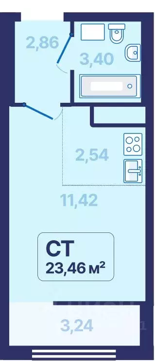 Студия Свердловская область, Екатеринбург просп. Космонавтов, 9 (23.46 ... - Фото 1
