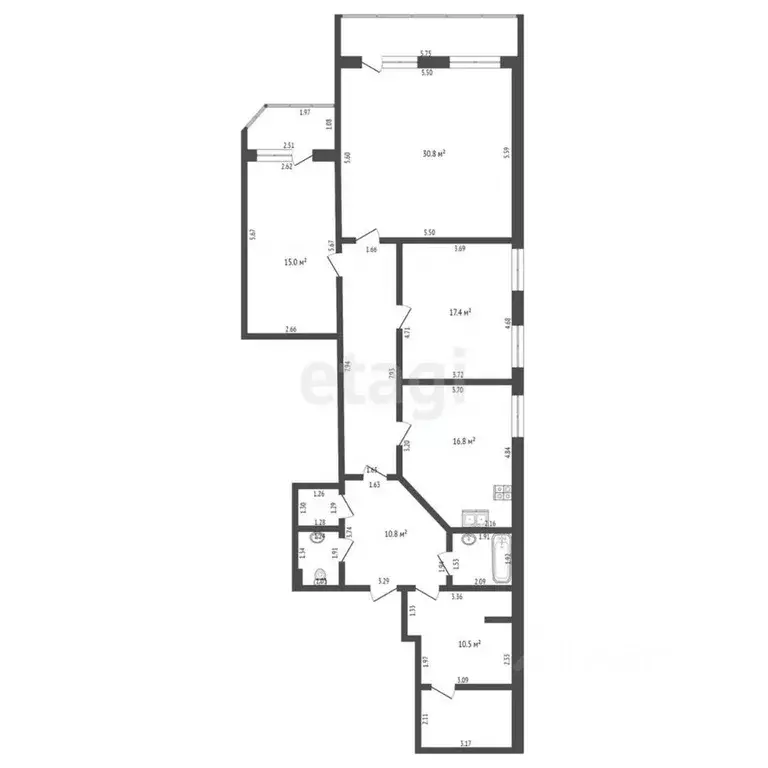 3-к кв. Тамбовская область, Тамбов ул. Рылеева, 71к1 (128.7 м) - Фото 2