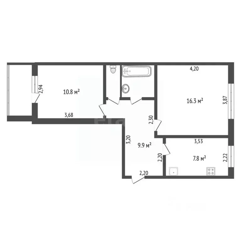 2-к кв. Амурская область, Благовещенск Политехническая ул., 174 (48.4 ... - Фото 2