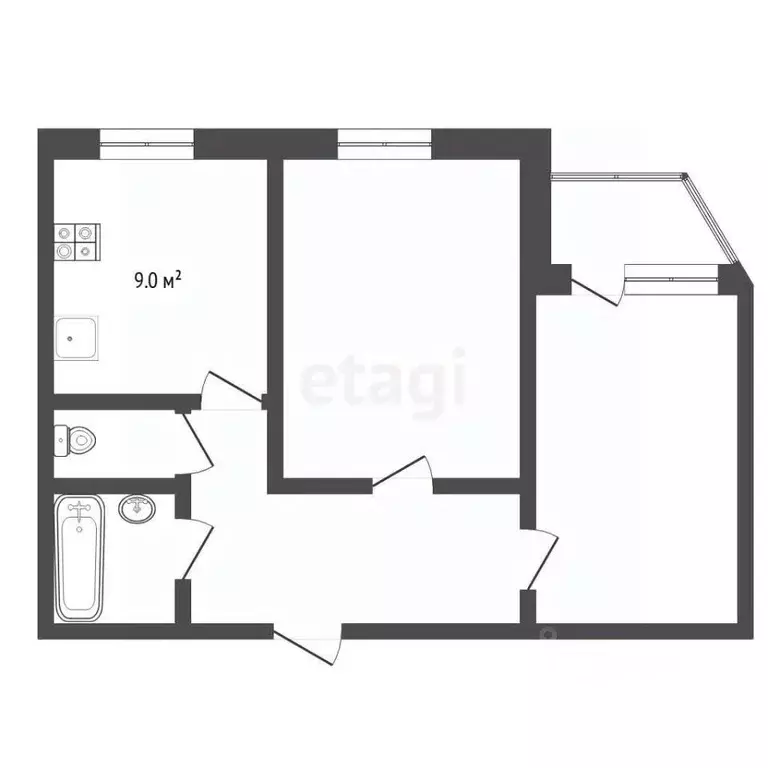 2-к кв. Тюменская область, Тюмень ул. Андрея Бушуева, 4к1 (51.3 м) - Фото 2