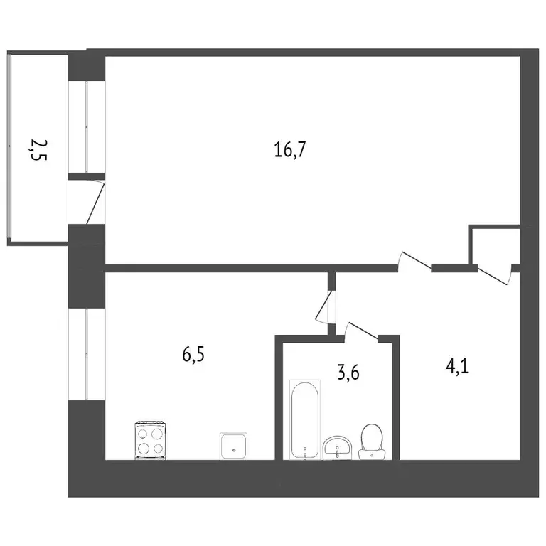 Квартира, 1 комната, 28.9 м - Фото 1