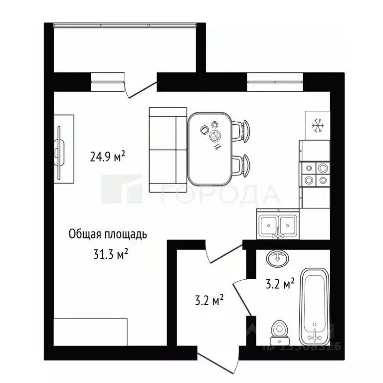 Студия Новосибирская область, Искитим ул. Западный Жилмассив, 72 (31.3 ... - Фото 2