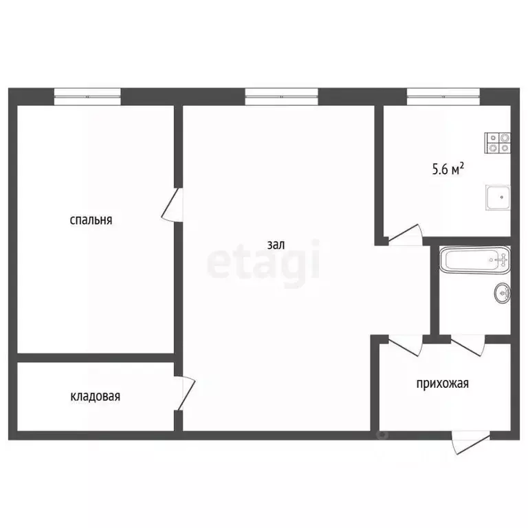 2-к кв. Архангельская область, Мирный ул. Ленина, 57 (41.1 м) - Фото 1