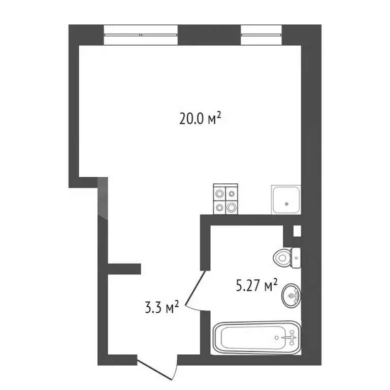 Квартира-студия: Тюмень, Героев Сталинградской битвы, 3 (27 м) - Фото 0