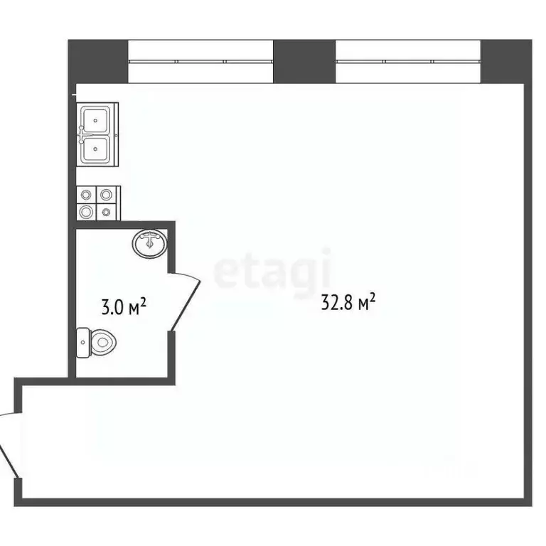 1-к кв. Архангельская область, Архангельск ул. Самойло, 12А (35.8 м) - Фото 1