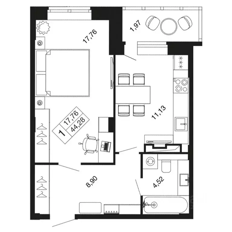 1-к кв. Московская область, Апрелевка Наро-Фоминский городской округ, ... - Фото 1