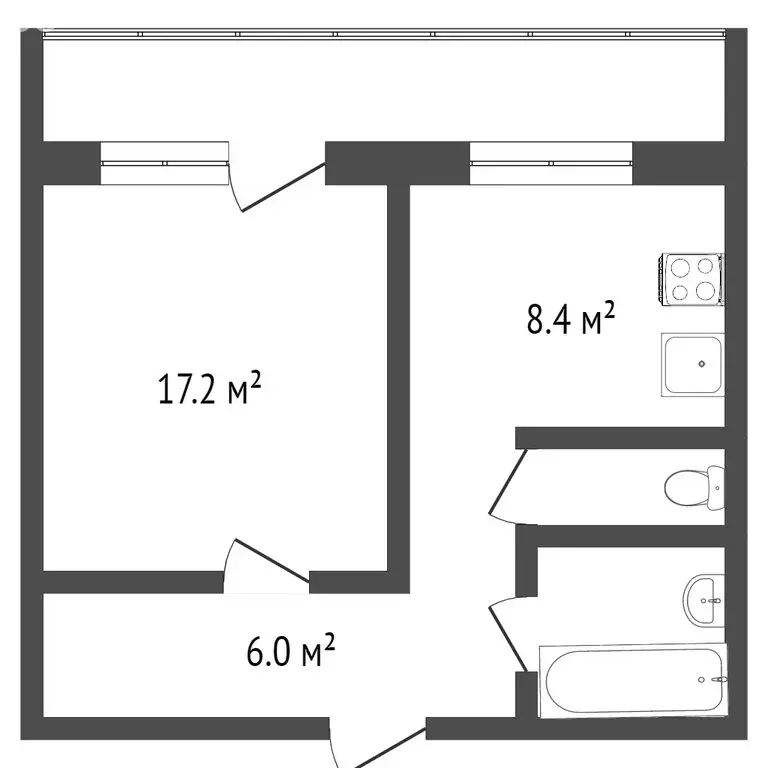 1-комнатная квартира: Воронеж, улица Моисеева, 63 (35.8 м) - Фото 1
