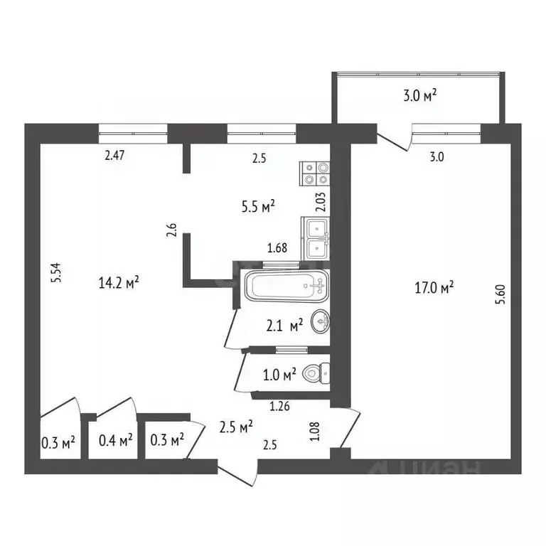 2-к кв. Крым, Саки ул. Советская (43.3 м) - Фото 2