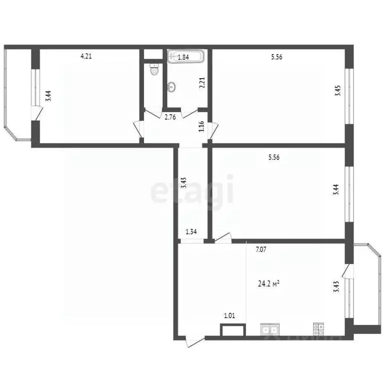 3-к кв. Тюменская область, Тюмень Кремлевская ул., 85 (90.0 м) - Фото 1