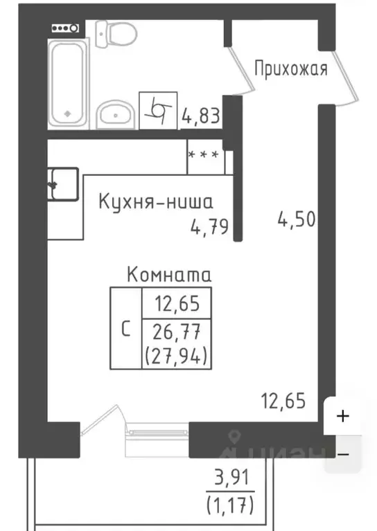 Студия Московская область, Дмитровский городской округ, д. Рыбаки ... - Фото 1