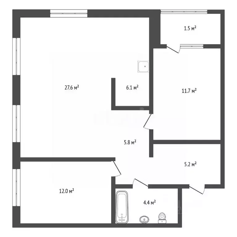 3-к кв. Красноярский край, Красноярск ул. Алексеева, 34 (72.8 м) - Фото 2