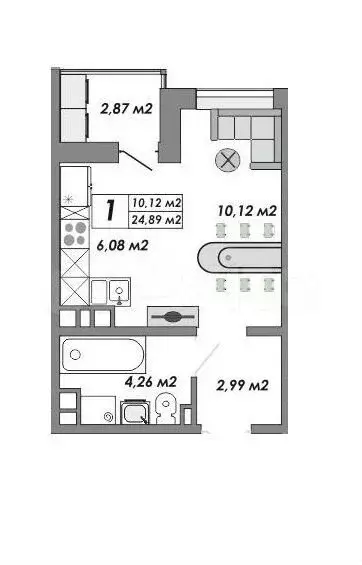 Квартира-студия, 25 м, 17/18 эт. - Фото 0