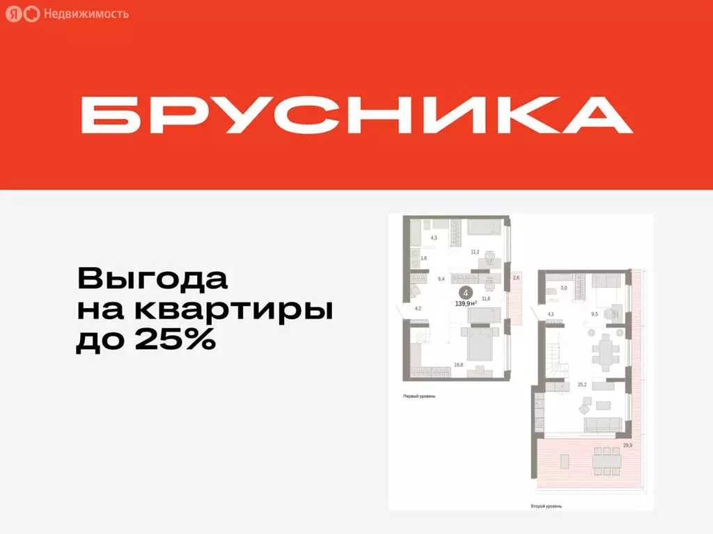 4-комнатная квартира: Тюмень, микрорайон ДОК, ЖК Октябрьский на Туре ... - Фото 0