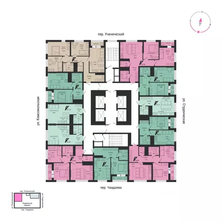 1-к кв. Свердловская область, Екатеринбург пер. Ученический, 4 (41.88 ... - Фото 2