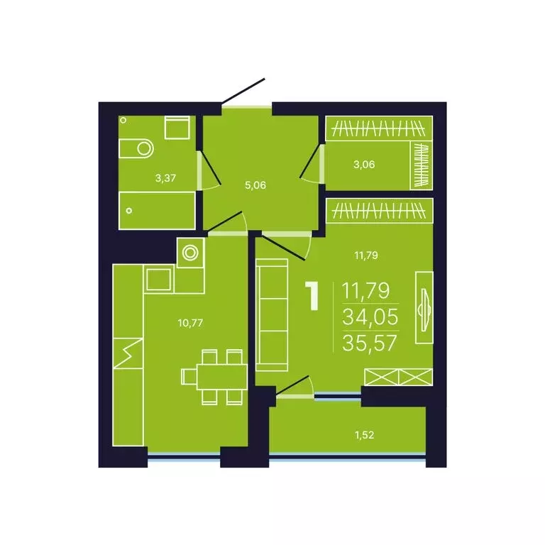 1-комнатная квартира: Уфа, улица Михаила Зайцева, 4 (35.5 м) - Фото 1