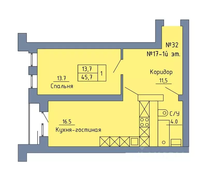 1-к кв. Оренбургская область, Оренбург Красный городок мкр,  (45.7 м) - Фото 0