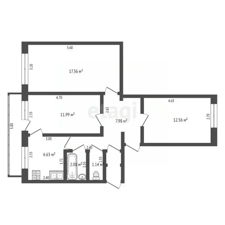 3-к кв. Крым, Кировский район, Первомайское с/пос, с. Первомайское ул. ... - Фото 2