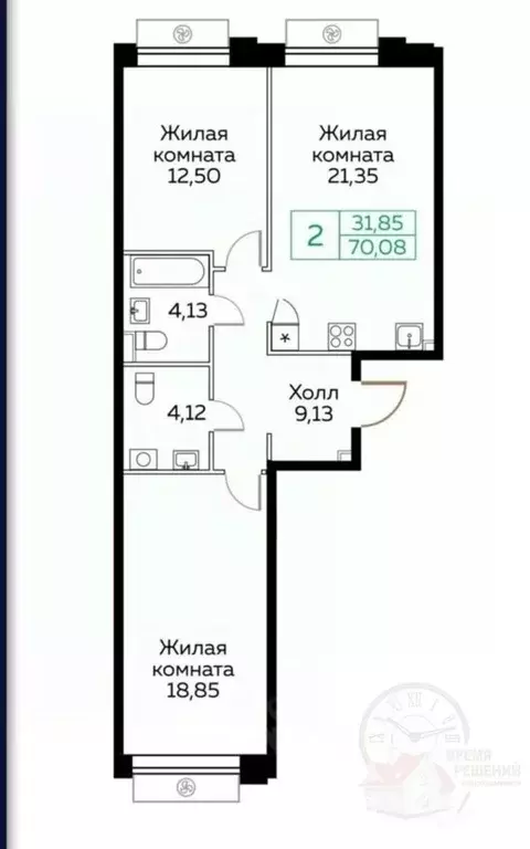 2-к кв. Московская область, Мытищи Новомытищинский просп., 4А (70.1 м) - Фото 2