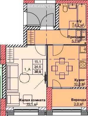 1-комнатная квартира: Владивосток, жилой комплекс Каштановый двор ... - Фото 1