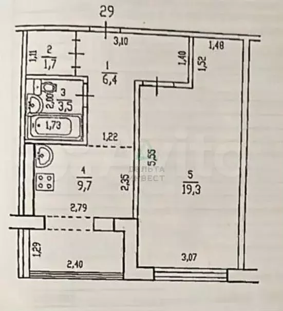 1-к. квартира, 43 м, 4/9 эт. - Фото 0