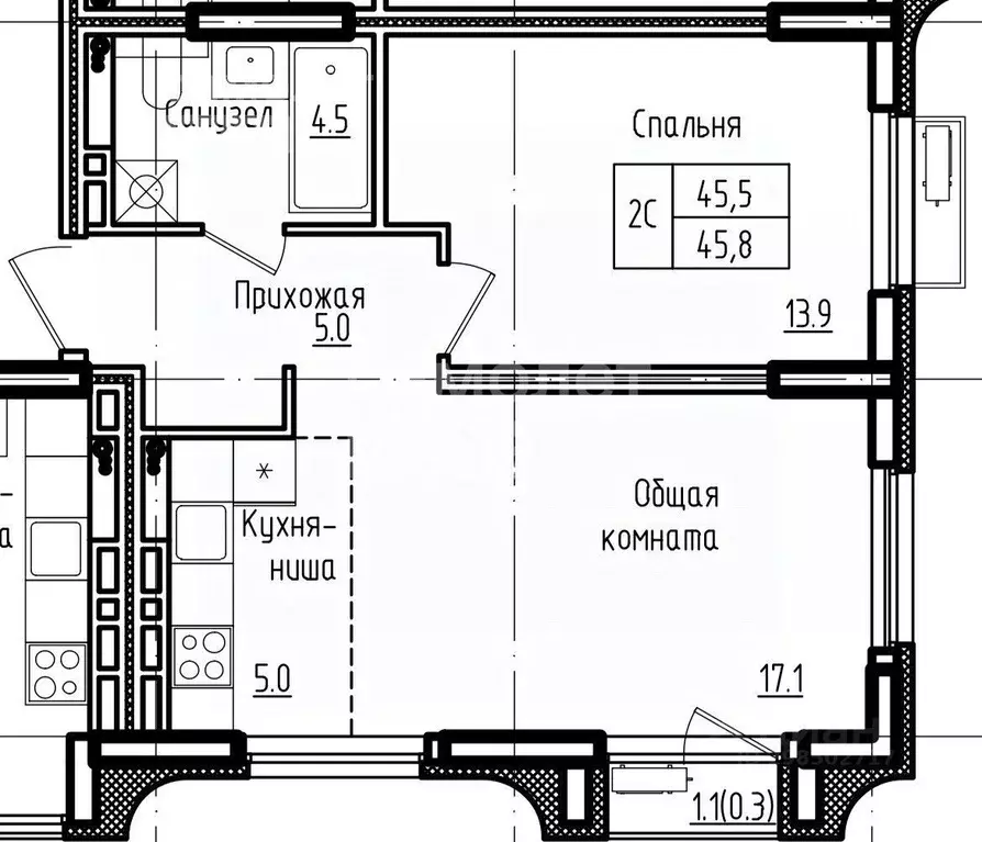 2-к кв. Алтайский край, Барнаул ул. Имени В.Т. Христенко, 2к3 (45.8 м) - Фото 1