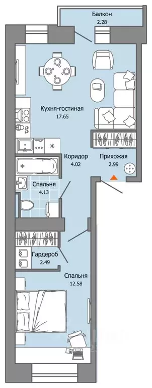 1-к кв. Пермский край, Пермь ул. Дзержинского, 35А (45.0 м) - Фото 2