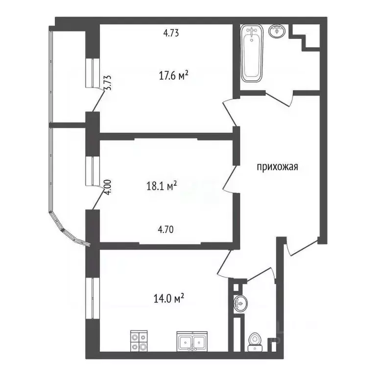 2-к кв. Ханты-Мансийский АО, Сургут Университетская ул., 7 (79.3 м) - Фото 1