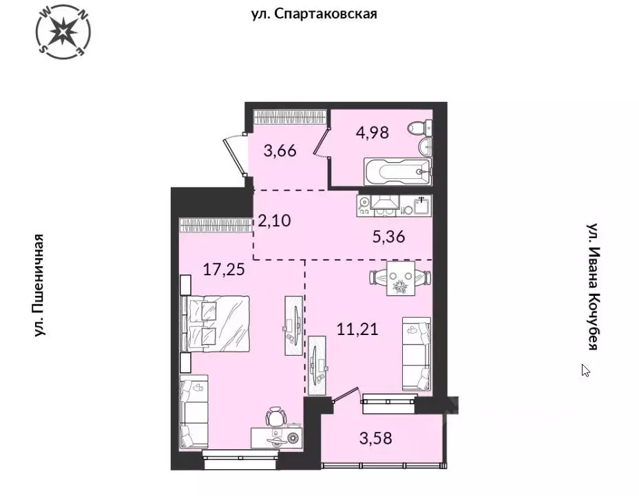1-к кв. Иркутская область, Иркутск Пшеничная ул., 15 (48.8 м) - Фото 1