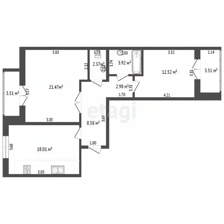 2-к кв. Ярославская область, Ярославль просп. Авиаторов, 11 (70.3 м) - Фото 1