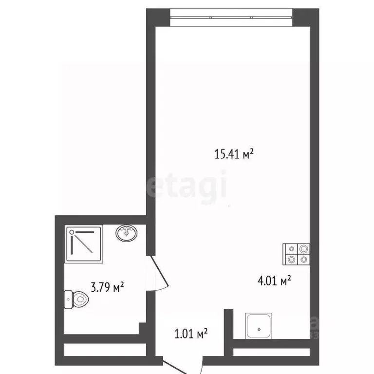 Студия Тюменская область, Тюмень ул. Молодогвардейцев, 5к1 (24.2 м) - Фото 2