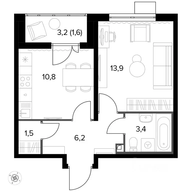 1-к кв. Московская область, Ленинский городской округ, пос. Битца ... - Фото 2