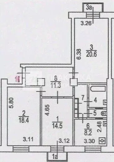 Квартира, 3 комнаты, 82.8 м - Фото 2