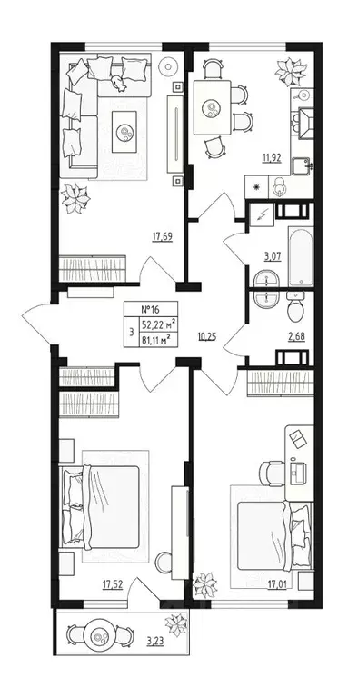 3-к кв. Ленинградская область, Гатчинский муниципальный округ, д. ... - Фото 1
