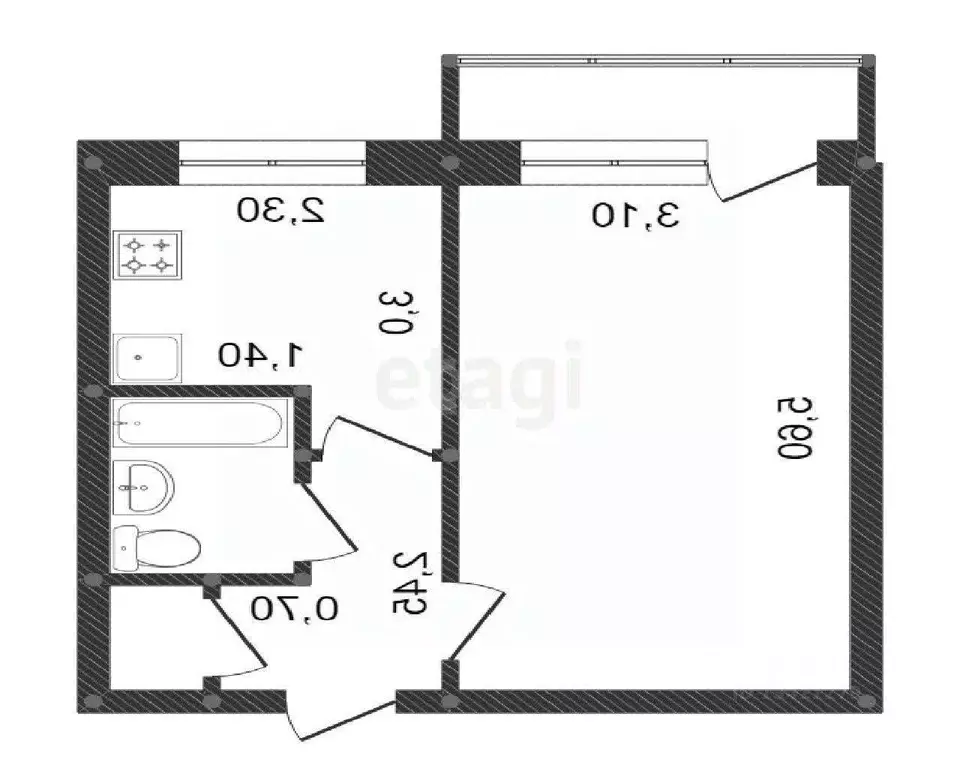 1-к кв. Белгородская область, Белгород ул. Некрасова, 30Б (30.2 м) - Фото 2
