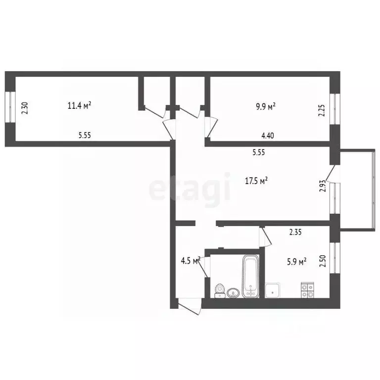 3-к кв. Вологодская область, Череповец ул. Ленина, 76 (54.5 м) - Фото 0