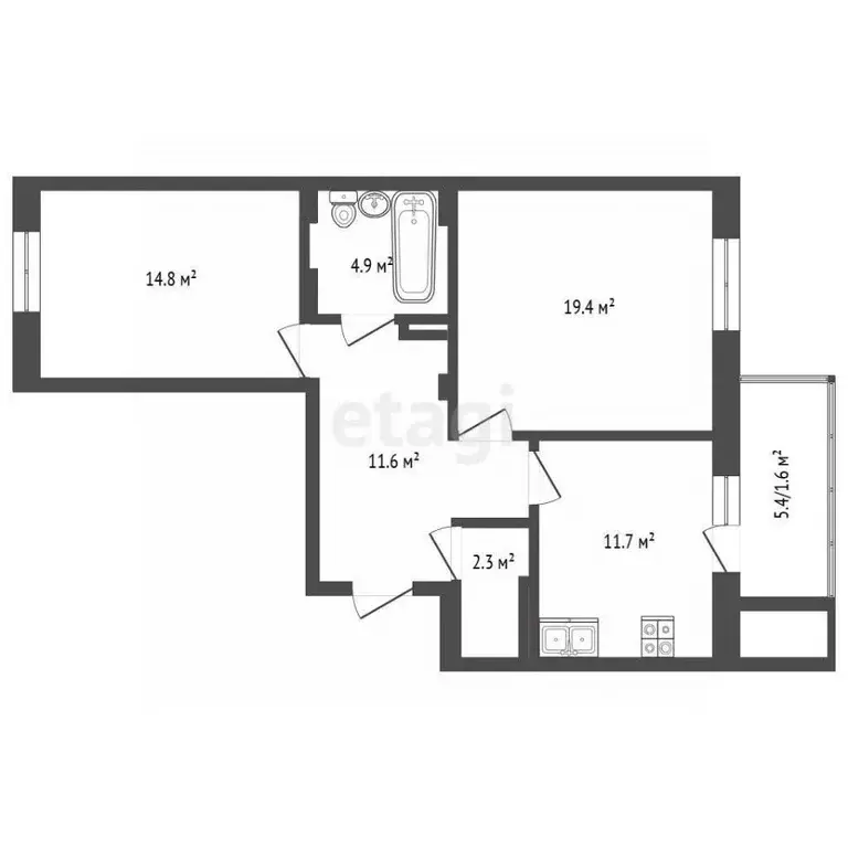 2-к кв. Забайкальский край, Чита Северный мкр, 73 (65.8 м) - Фото 2