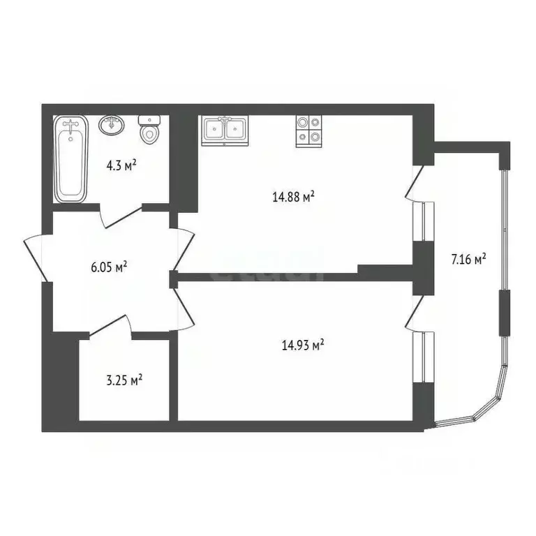 1-к кв. Крым, Симферополь Скай Парк жилой комплекс (46.99 м) - Фото 1