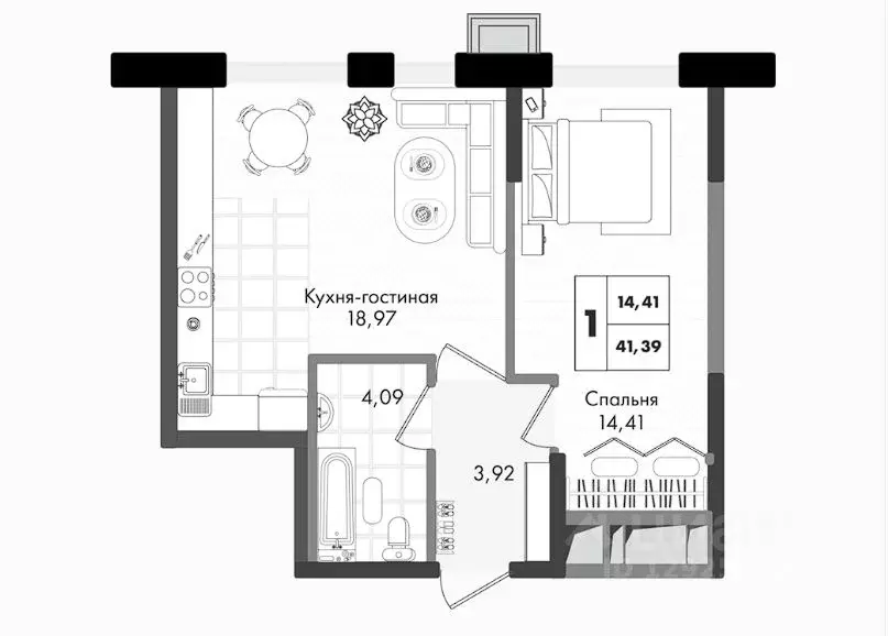 1-к кв. Краснодарский край, Краснодар ул. Имени Генерала Брусилова, ... - Фото 0