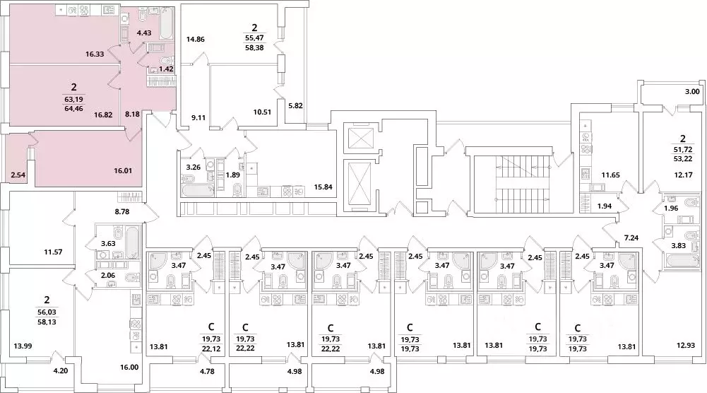 2-к кв. Санкт-Петербург Кубинская ул., 82к2 (64.46 м) - Фото 1