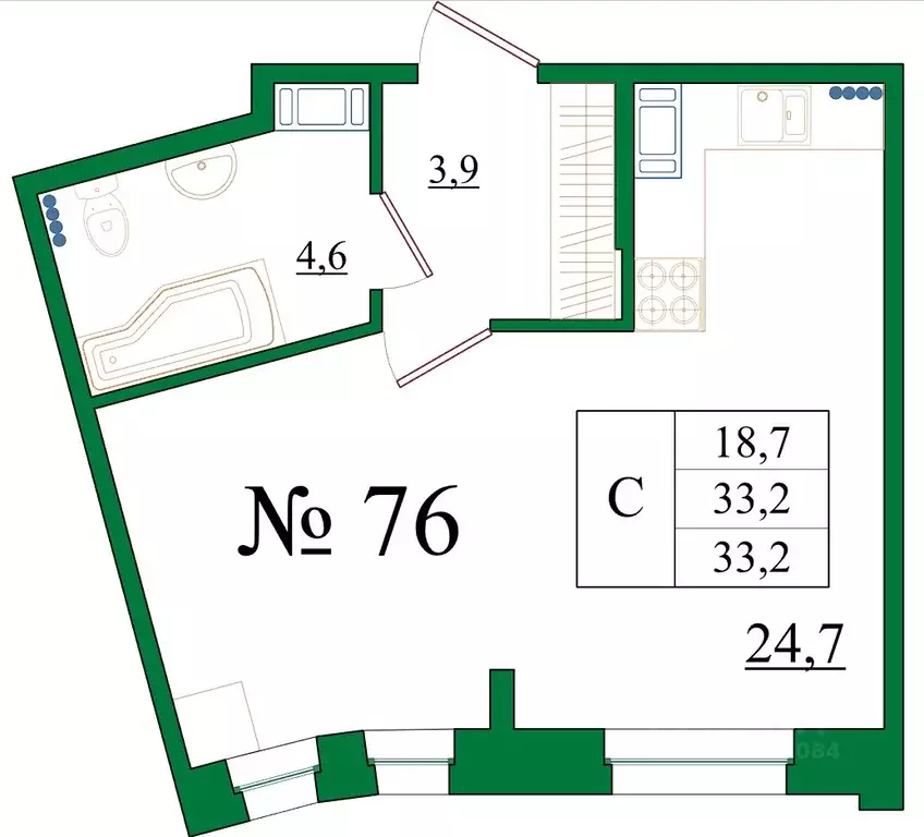 Студия Ленинградская область, Гатчина Красносельское ш., 4А (33.2 м) - Фото 1