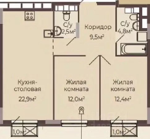 2-к кв. Нижегородская область, Нижний Новгород Соцгород жилрайон, 1-й ... - Фото 0