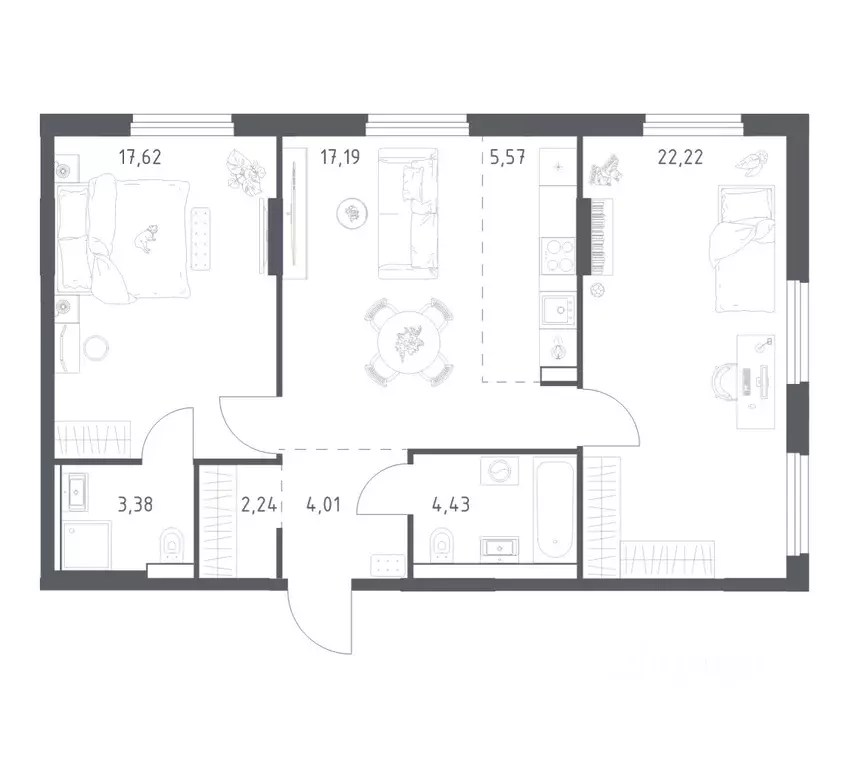 2-к кв. Башкортостан, Уфа ул. Минигали Губайдуллина, 8к9 (76.66 м) - Фото 1