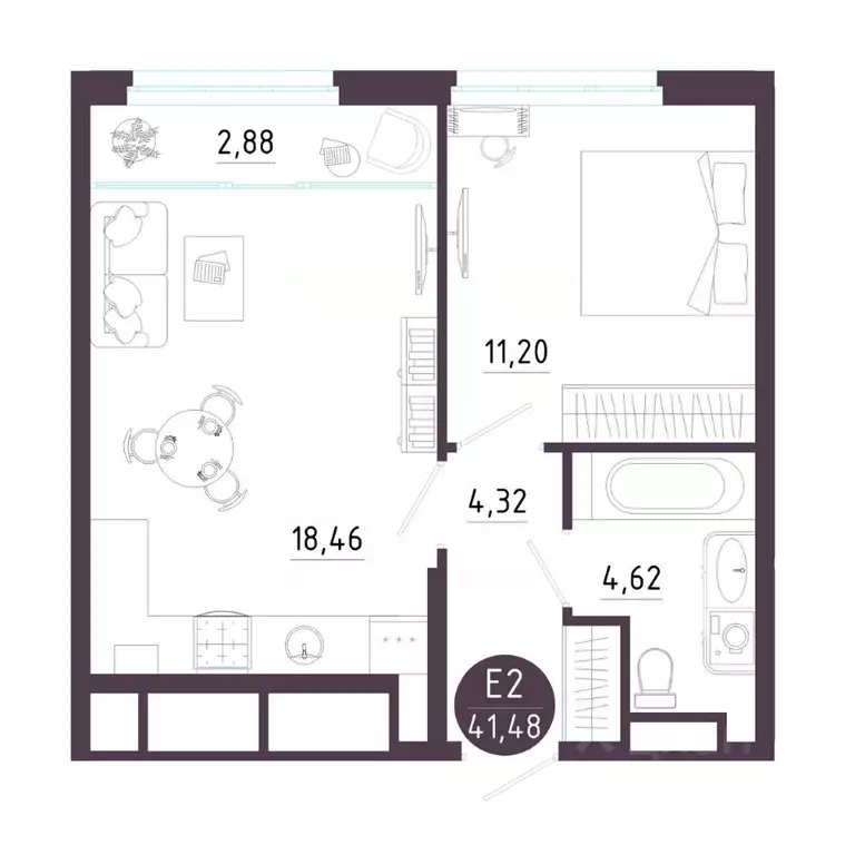 1-к кв. Рязанская область, Рязань Московское ш. (41.48 м) - Фото 0