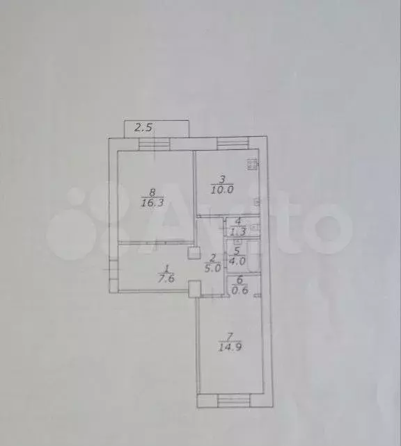 2-к. квартира, 59,7 м, 4/4 эт. - Фото 0