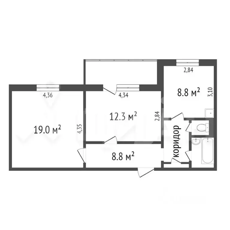 2-к кв. Красноярский край, Красноярск Северный проезд, 8 (54.0 м) - Фото 1