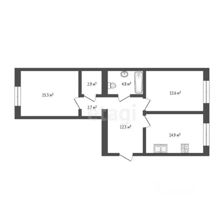 2-к кв. Тюменская область, Тюмень Новгородская ул., 14 (65.7 м) - Фото 2
